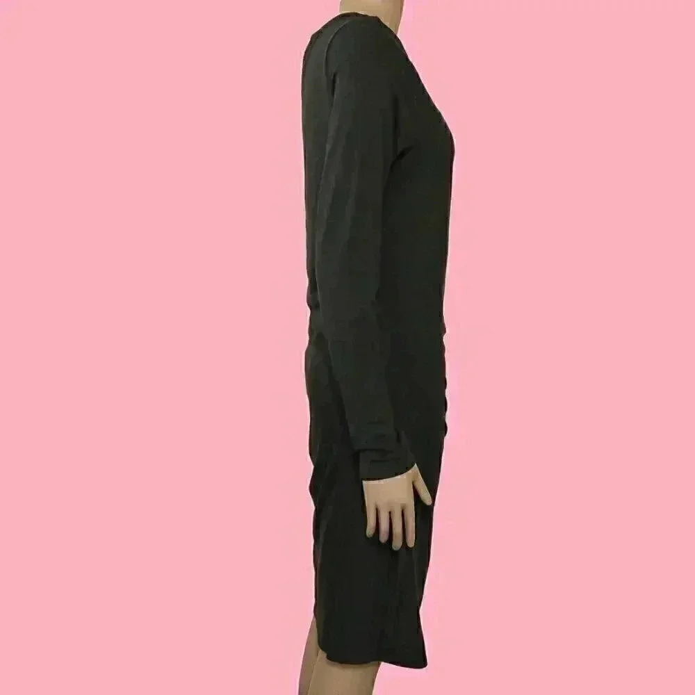 Athleta Athleisure Long Sleeve Bodycon‎ Midi Dress Size Medium Casual Scoop Neck - Picture 4 of 6
